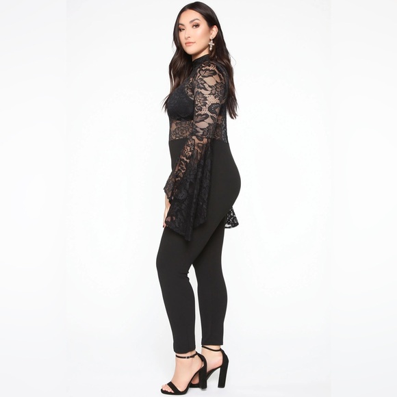 NWT FAME MONSTER LACE JUMPSUIT BLACK SIZE 3X - Picture 7 of 13